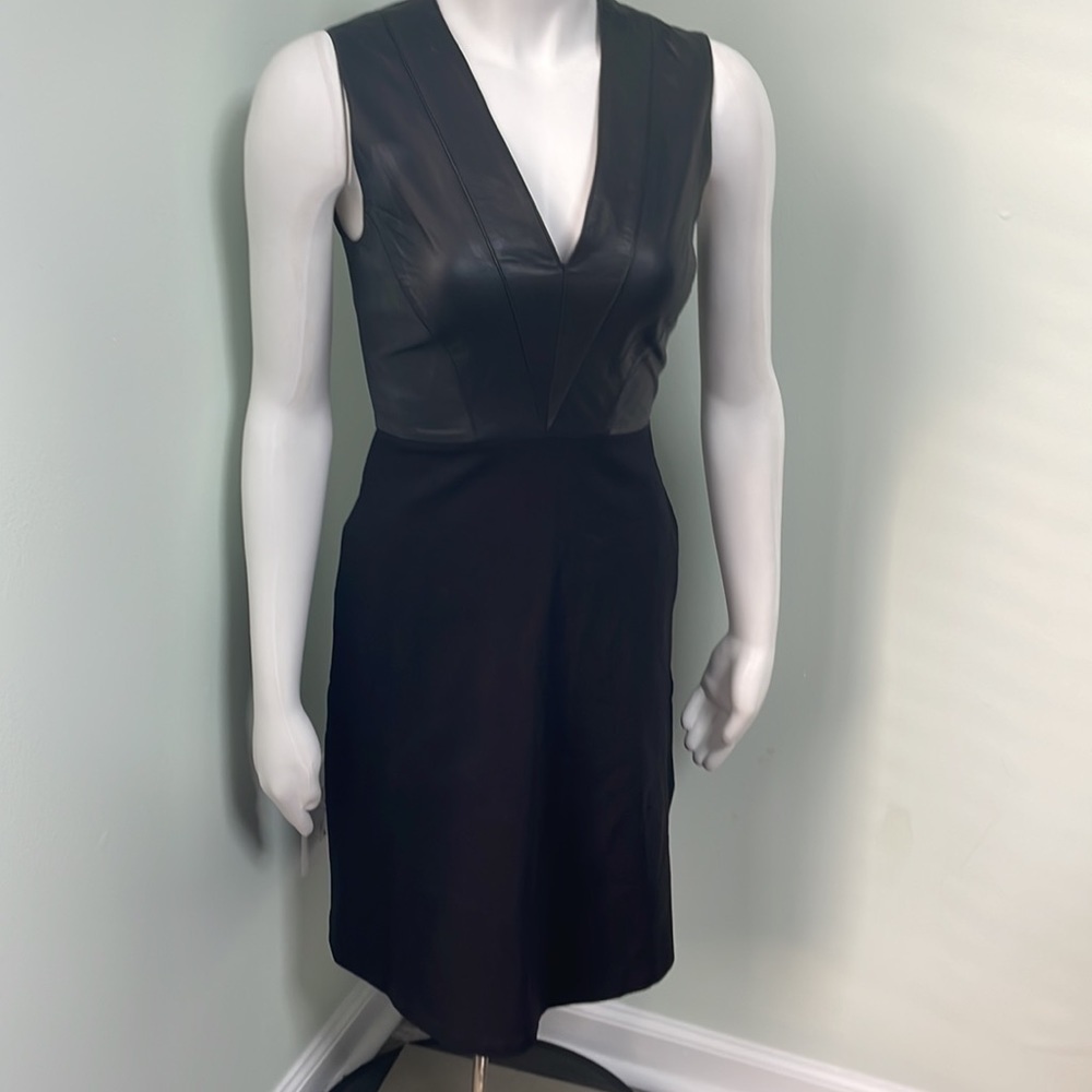 Reiss Tennyson Black Leather Dress - Picture 3 of 11